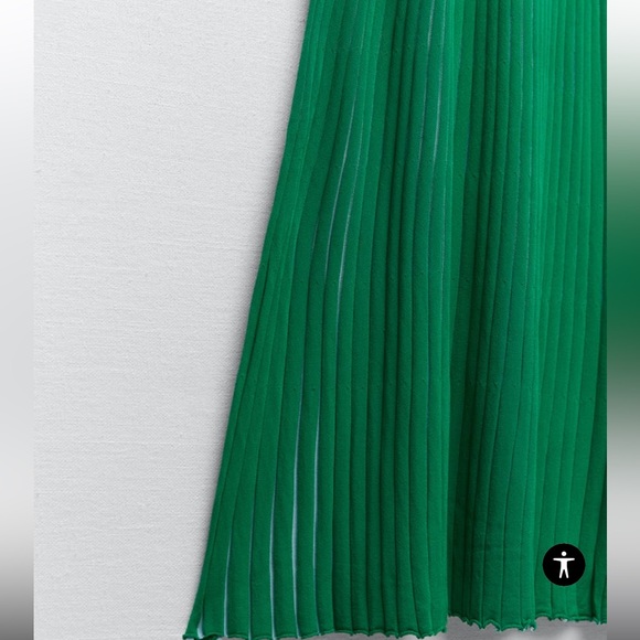 ZARA PLEATED KNIT MIDI DRESS - Picture 9 of 9